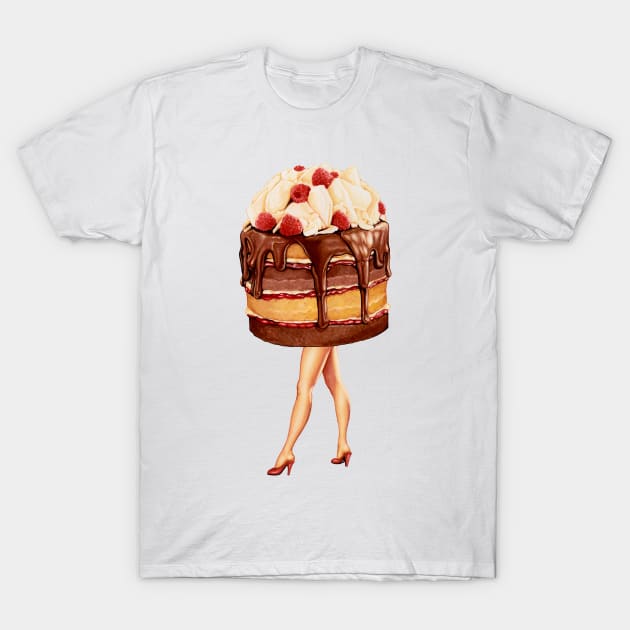 Hot Cakes Chocolate Raspberry T-Shirt by KellyGilleran